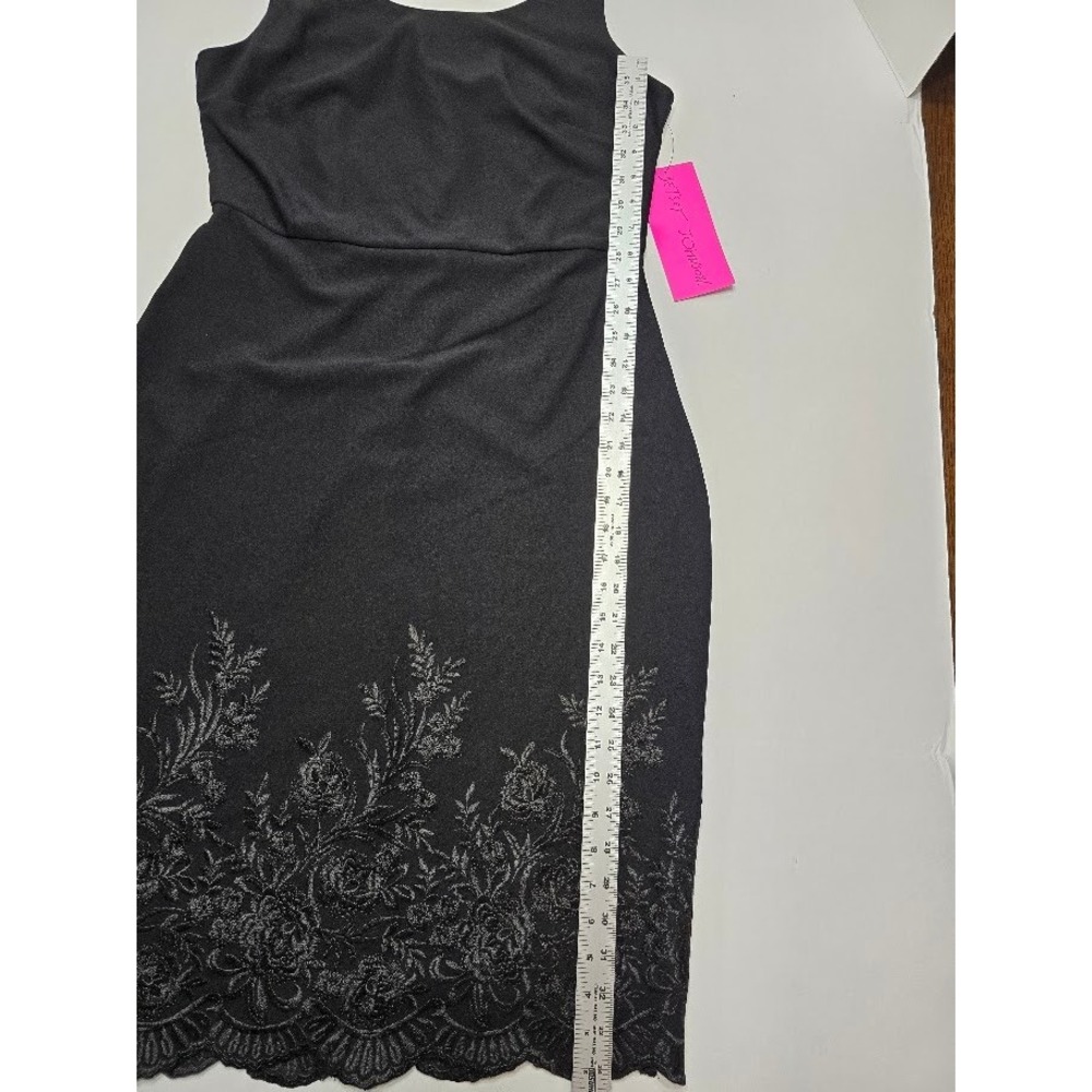 NWT Betsey Johnson Black Dress‎ One Shoulder Floral Embroidery Party Cocktail - Picture 7 of 12